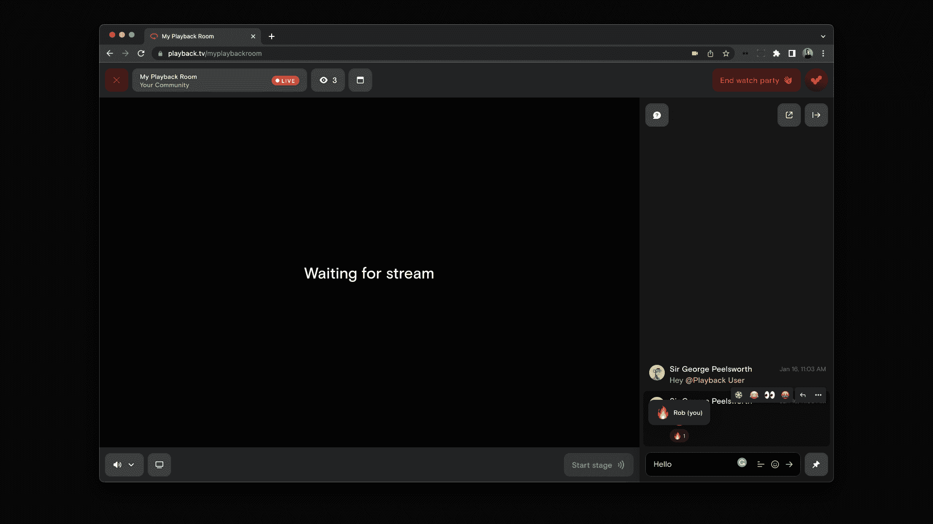 React to a chat message